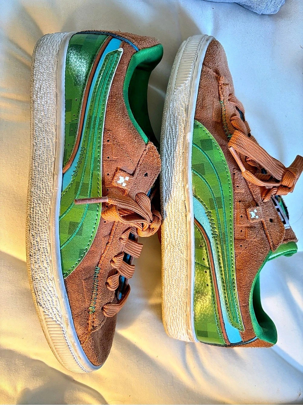 PUMA Minecraft Suede Classic XXI Kids Sneakers US 5C Brown & Green